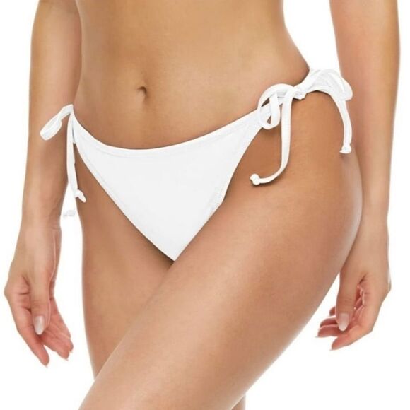 NWT SKIMS Recycled Swim Low Rise Tie Bikini Bottom In White Swim Bottom - Picture 1 of 8
